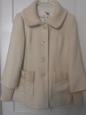 Tabitha by Anthropologie Cream Wool Sweater Coat Women's Sz S